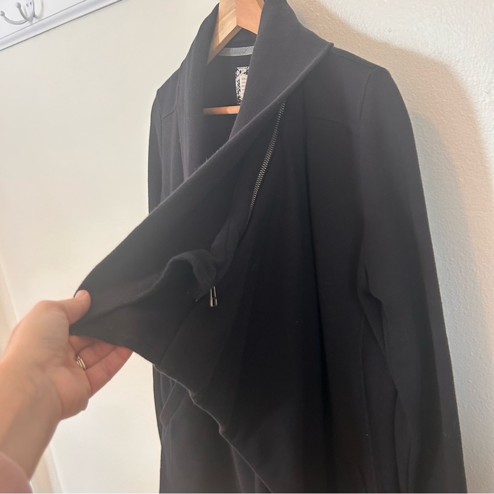 Black Anthropologie Saturday Sunday Convertible Hooded Open‎ Cardigan Size Small - Picture 6 of 8